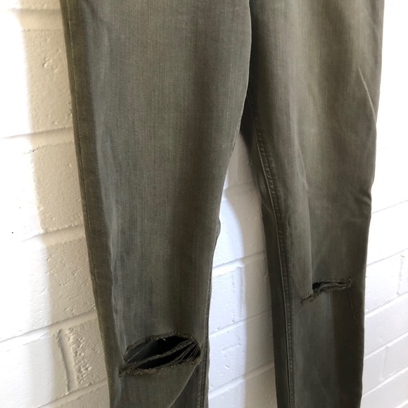 Zara Green Denim High Waist Skinny Sz 2 - Picture 5 of 7